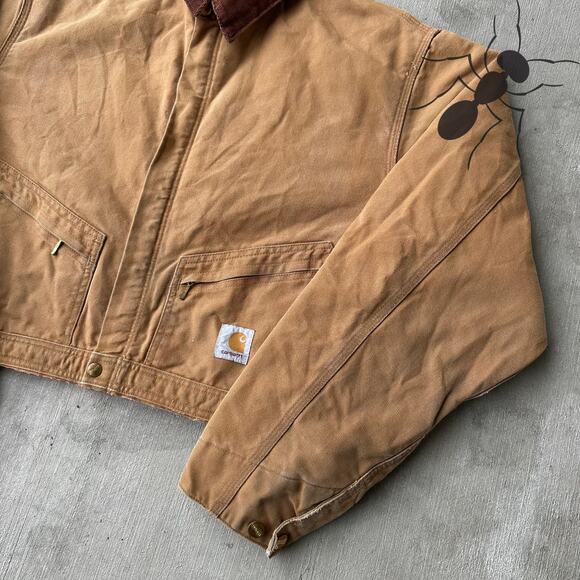 Vintage Y2K Carhartt brown cropped Detroit style work wear jacket - Picture 4 of 8